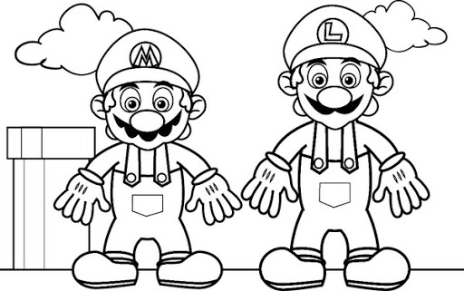 Online coloring book: Coloring book smiling Mario and Luigi